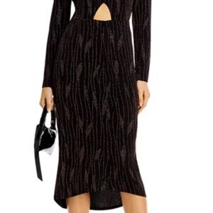 NWT AQUA Long Sleeve Cutout Midi Dress Size: Small